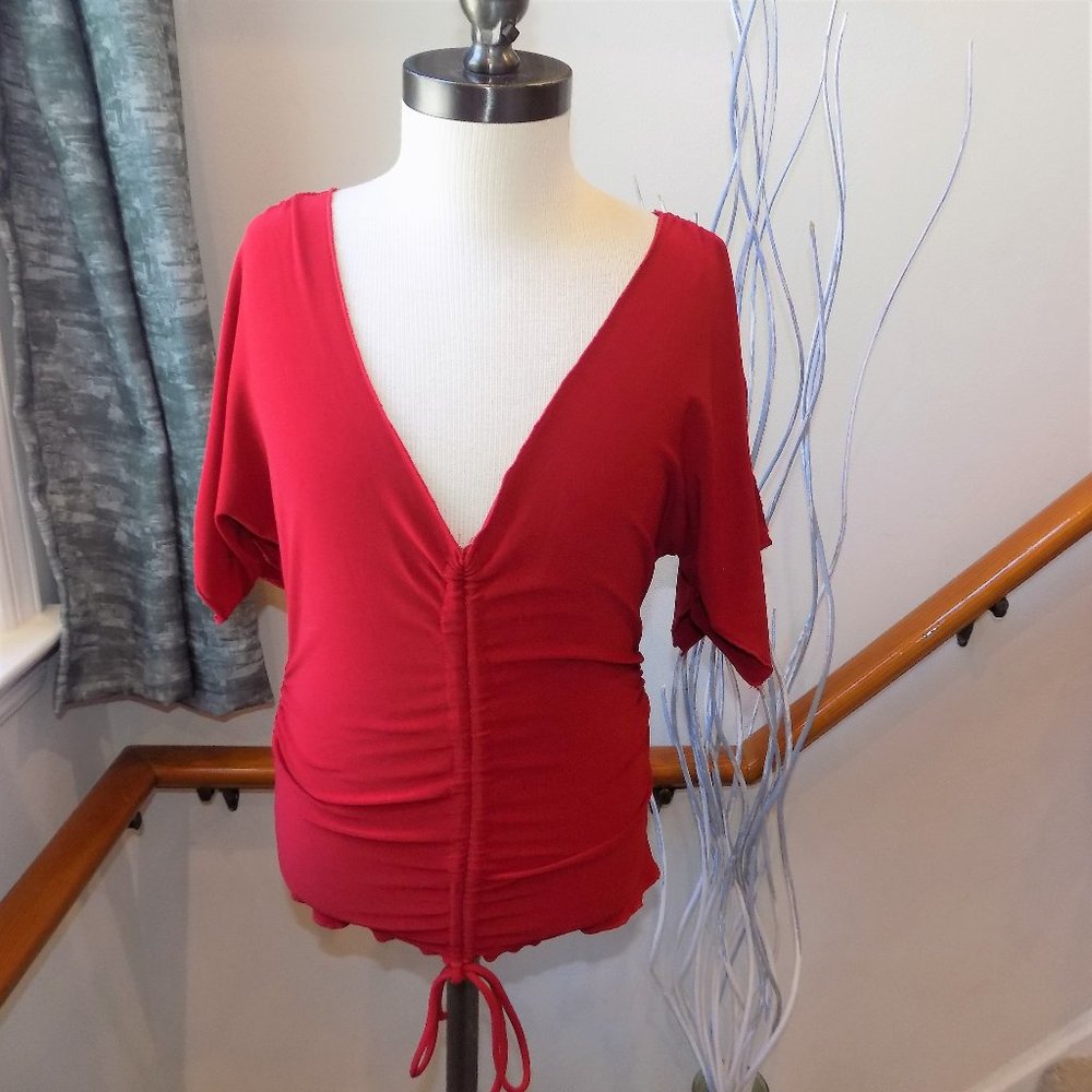 LVLX Red Ruche Crop Top Size Small